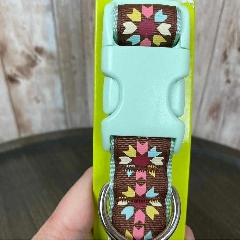 Simply Dog Nylon Adjustable Floral Print Dog Collar Size Large